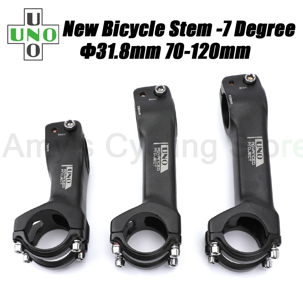 Uno MTB Stem -7 องศาแบบบูรณาการ Handlebar Stem 31.8 อลูมิเนียมจักรยาน Rod 70-120 มม.บาร์ Extender พวงมาลัยจักรยาน