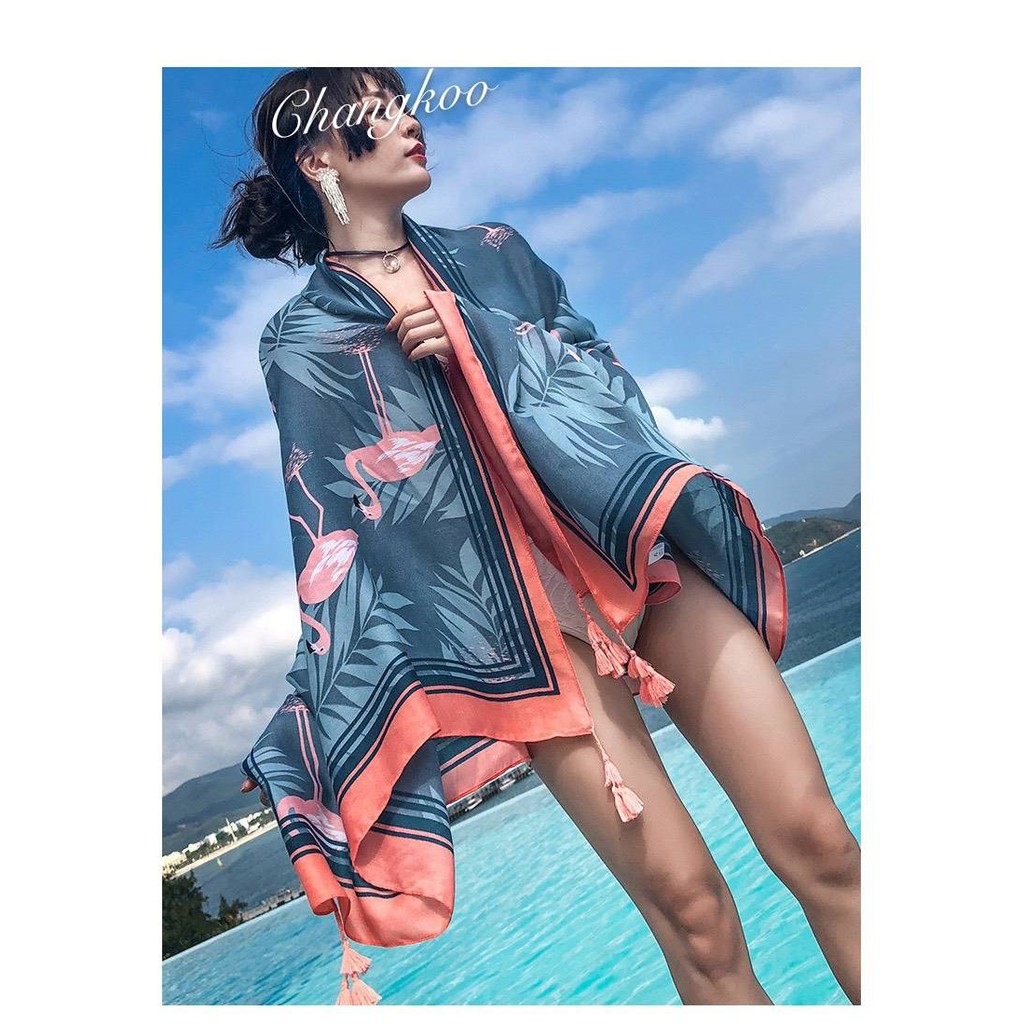 ผ้าพันคอ ผ้าคลุมไหล่ ผ้าพันคอและผ้าคลุมไหล่ ผ้าคลุมไหล่สไตล์โบฮีเมียน #ผ้าหนา กันแดด กันลม