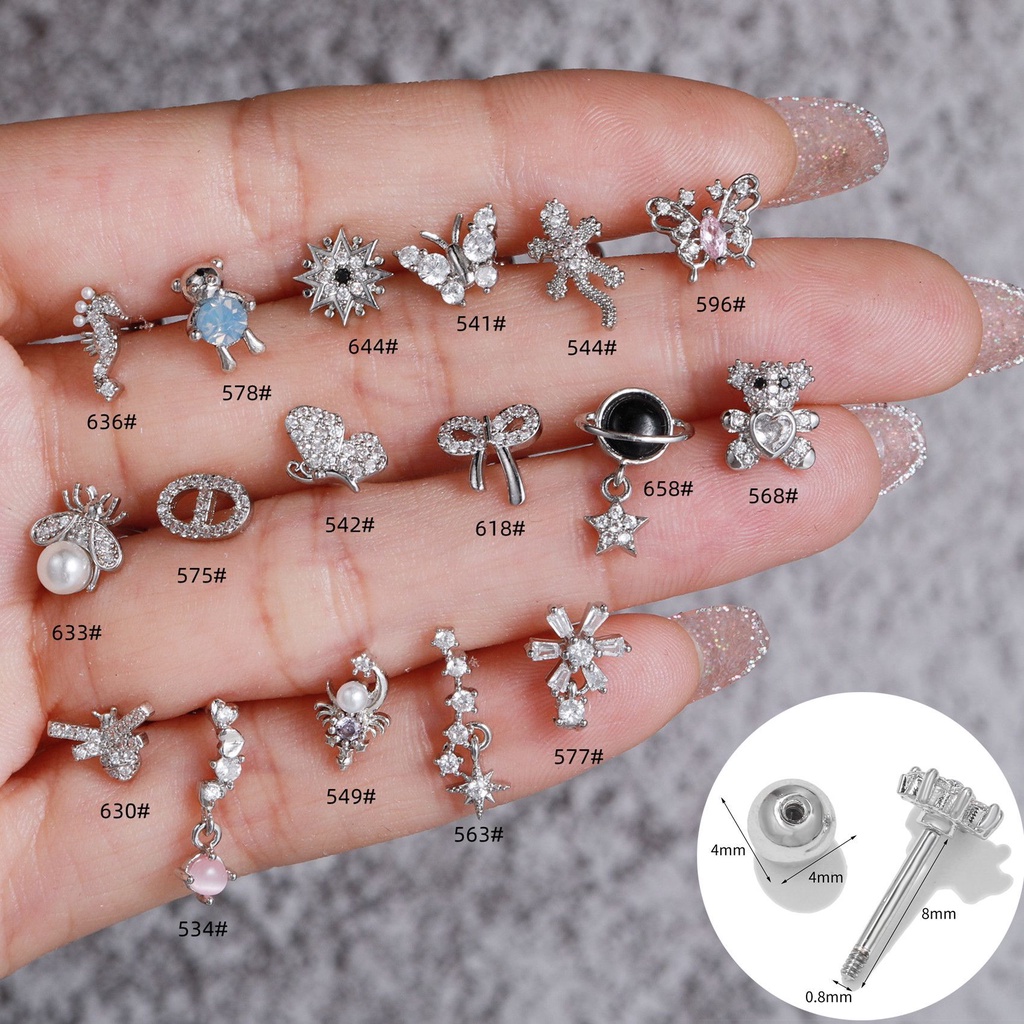 เครื่องประดับ ต่างหูสตั๊ด รูปการ์ตูนสัตว์น่ารัก ขนาดเล็ก สําหรับผู้หญิง