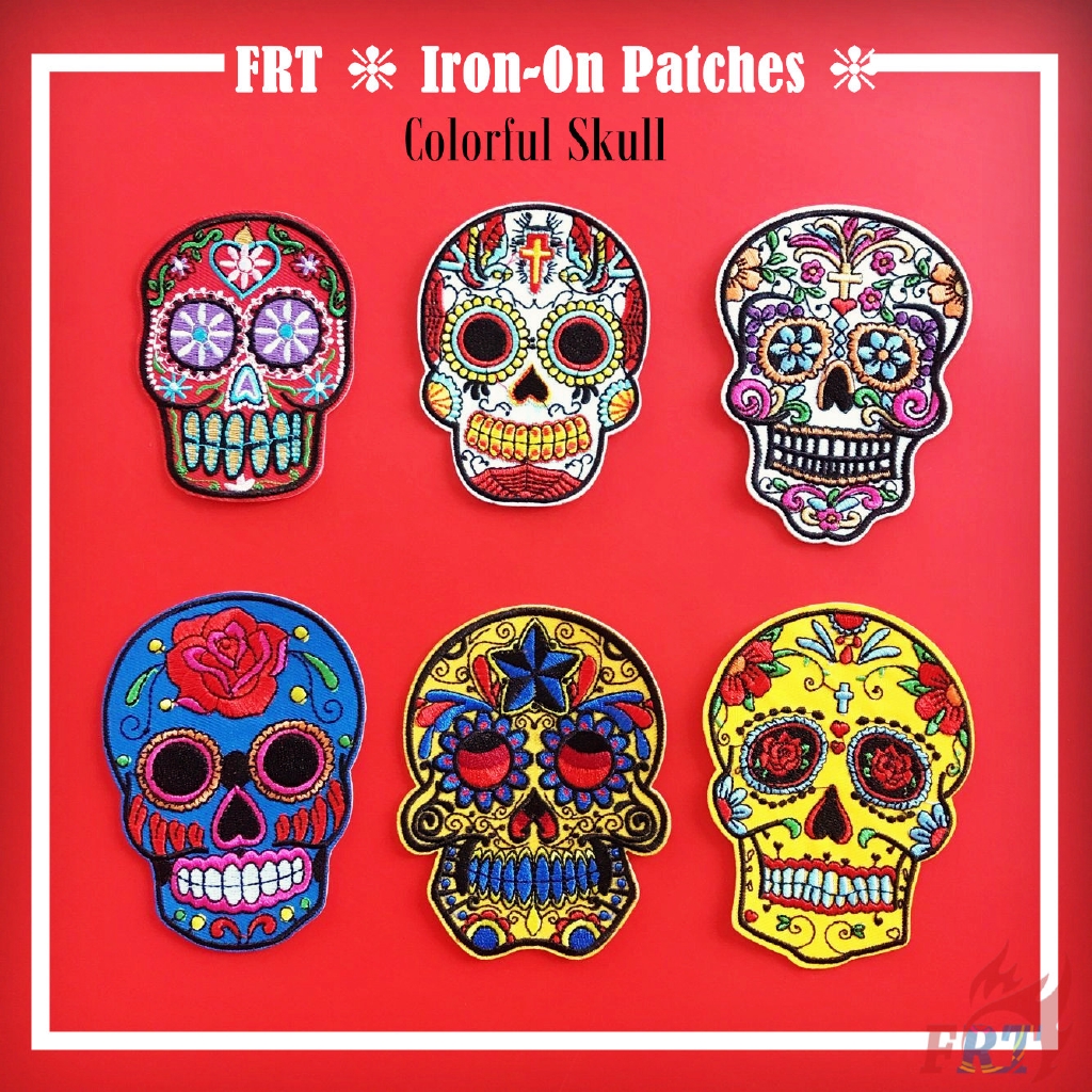 ☸ Punk - Colorful Skeleton Patch ☸ 1Pc Skull Diy Sew on Iron on Badges Patches （Skull - Series 05）