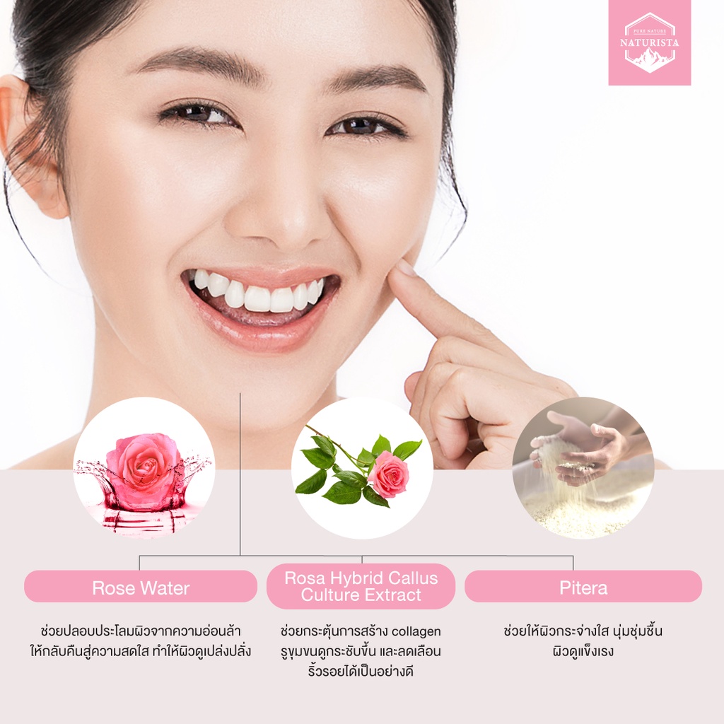 Naturista เจลล้างหน้าจากสารสกัดกุหลาบ สูตรอ่อนโยน ช่วยเพิ่มความกระจ่างใส ปกป้องเซลล์ผิว Rose Facial Cleanser 300ml #4