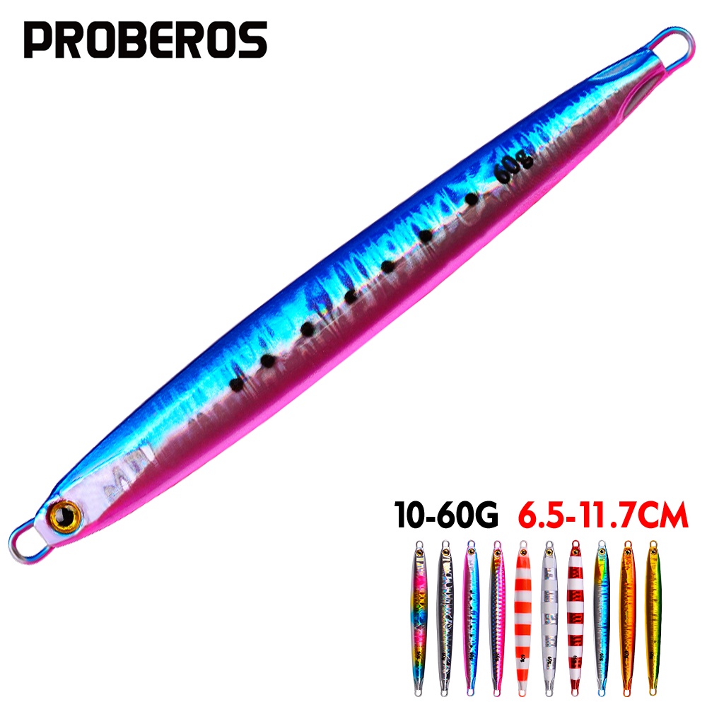 Proberos 1PC ตะกั่ว Fish10-20-30-40-60G โลหะ Jig Fishing Lure แผ่นเหล็กช้า Cast Jigging เหยื่อประดิษฐ์ Hard เหยื่อ