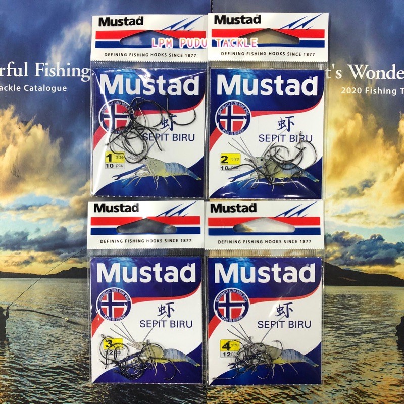 MUSTAD PRAWN HOOK SEPIT BIRU