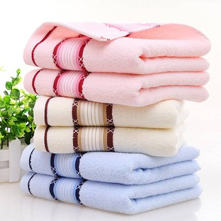 NX ผ้าเช็ดหน้า&amp;เช็ดผม ผ้า COTTON 100 %  ขนาด 34X74 มี 3 สี ชมพู ครีม ฟ้า