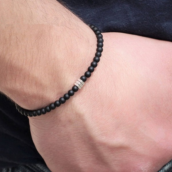 สร้อยข้อมือ กําไลข้อมือ ประดับลูกปัด แบบยืดหยุ่น แฮนด์เมด สไตล์เกาหลี เรียบง่าย เครื่องประดับ ของขวัญ สําหรับผู้ชาย
