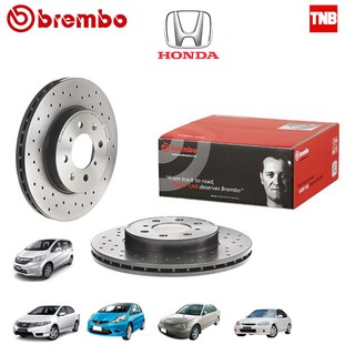 Brembo Xtra จานเบรคหน้า 1 คู่ City 08/ Jazz GE Civic Ek vtec/ Civic ES/ Freed จานแต่งเจาะรู