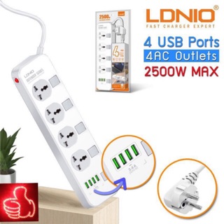 ส่งด่วน! LDNIO SC4408 ปลั๊กพ่วง 4 ช่อง 4 USB 2500W 3.4A Max ปลั๊กพ่วง ปลั๊กไฟได้มาตราฐาน 2M