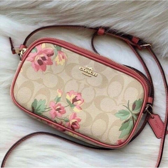 CROSSBODY POUCH IN SIGNATURE CANVAS WITH LILY PRINT (COACH F73007)