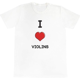 เสื้อยืดวินเทจ - ผู้ชายเสื้อยืดโอเวอร์ไซส์ I Love Violins s / Wo s เสื้อยืดผ้าฝ้าย (TA001803)