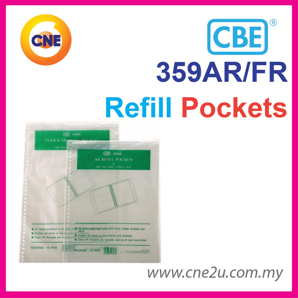CBE 359AR / 359FR A4/F4 Refill Pack (10s) สําหรับ 359A / 359F / 401A / 401F / ที่ใส่ใส / หนังสือ / โ