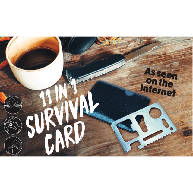 CAM_อุปกรณ์แคมป์ปิ้ง 11 in 1 Survival Card เครื่องมือ อเนกประสงค์ พกพาง่าย ขนาดเท่านามบัตร เหมาะสำหรั หม้อสนาม  Camping