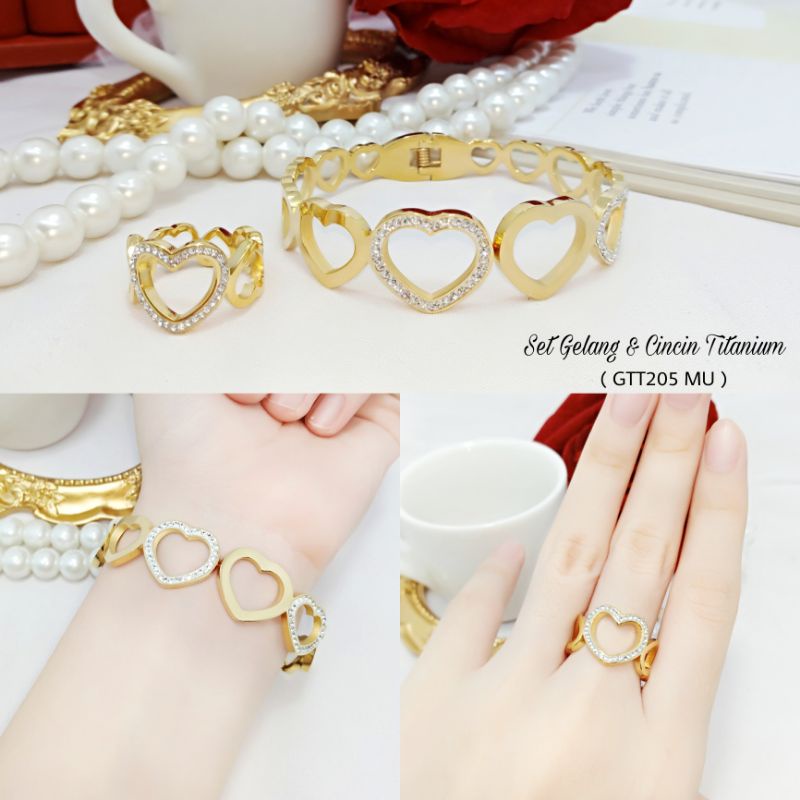 สร้อยข้อมือไทเทเนียม Love Ring Set Bracelet GTT205 MU