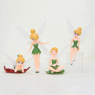 4 ชิ้น / เซ็ตดิสนีย์ Tinkerbell นางฟ้าพีวีซีรูปการกระทำนางฟ้ารุ่นตุ๊กตาของเล่นเด็กเค้กตกแต่ง