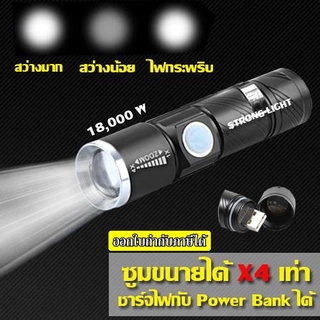 ไฟฉาย ไฟซูม zoomx4 เท่า ไฟฉายแรงสูง ซูม 4เท่า ชาร์จไฟง่ายผ่านช่องUSB ปรับโหมดได้ 3แบบ ไฟฉายส่องระยะไกล ของแท้