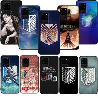 เคสโทรศัพท์ซิลิโคน TPU แบบนิ่ม ลาย SL4 อนิเมะ Attack on Titan สีดํา สําหรับ Samsung Galaxy A11 M11 A12 A31 A41 A21s