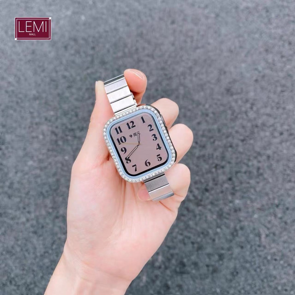 สาย 49/41/42/46/45mm สไตล์นาฬิกาสำหรับ iWatch 10 9 ultra 8 7 6 SE 5 4 สแตนเลส,สายสําหรับ Apple Watch Parisเงิน