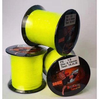 1-2 วัน (ส่งไว ราคาส่ง)สาย PE น็อคเอาท์ ถัก 4 สีเหลือง ยาว 300 เมตร【Superthailand】 Fishing line wire  knock out - Yellow