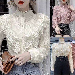 เสื้อลูกไม้ระบายคอ ผ้านิ่มสวยมากรุ่นนี้บอกเลย