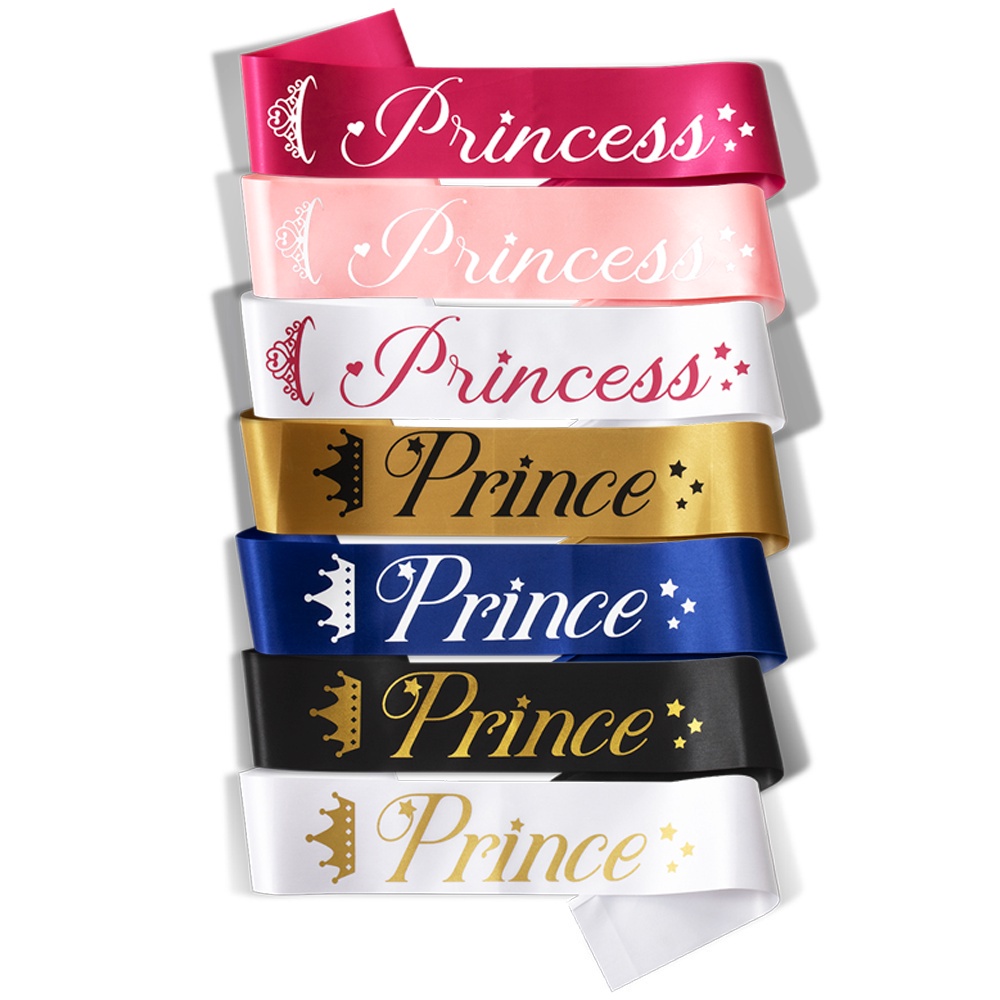 การออกแบบพิเศษParty Sash Prince & Princess Sash Selempang Boy Girl Birthday Party อุปกรณ์เสริมตกแต่ง Party Favors
