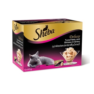 [ส่งฟรี] Sheba Deluxe Multipack Tuna Filets and Shirasu in Gravy 85g x6 can