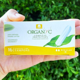 ผ้าอนามัยแบบสอด 16 ชิ้น ออแกนิก Organic Regular Cotton Cord 16 Tampons (Organyc) สำหรับวันมาน้อย ขนาดเล็กกระทัดรัด