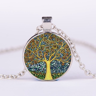 Tree of Life สร้อยคอโซ่ จี้แก้วเจียรหลังเบี้ย สวยหรู สไตล์วินเทจ เครื่องประดับแฟชั่นสตรี งานแต่งงาน หมั้น