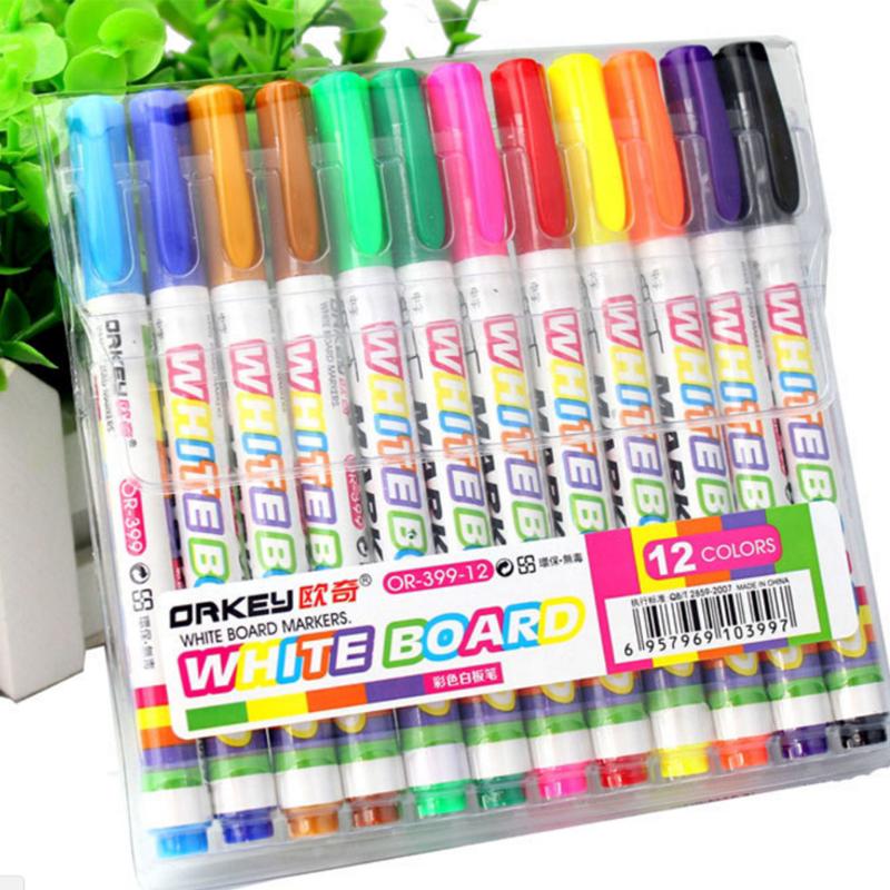 SEL♀  12 Colors Whiteboard Marker Non Toxic Mark Sign Fine Nib Set Supply