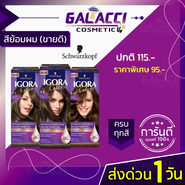 💄พร้อมส่ง Schwarzkopf Igora ชวาร์สคอฟ อีโกร่าคัลเลอร์ ครีมเปลี่ยนสีผม สีย้อมผม กล่องม่วง