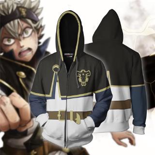 BlackClover Black Clover 3D พิมพ์เสื้อกันหนาวซิปคลุมด้วยผ้าเสื้อกันหนาวคอสเพลย์อะนิเมะเสื้อกันหนาว