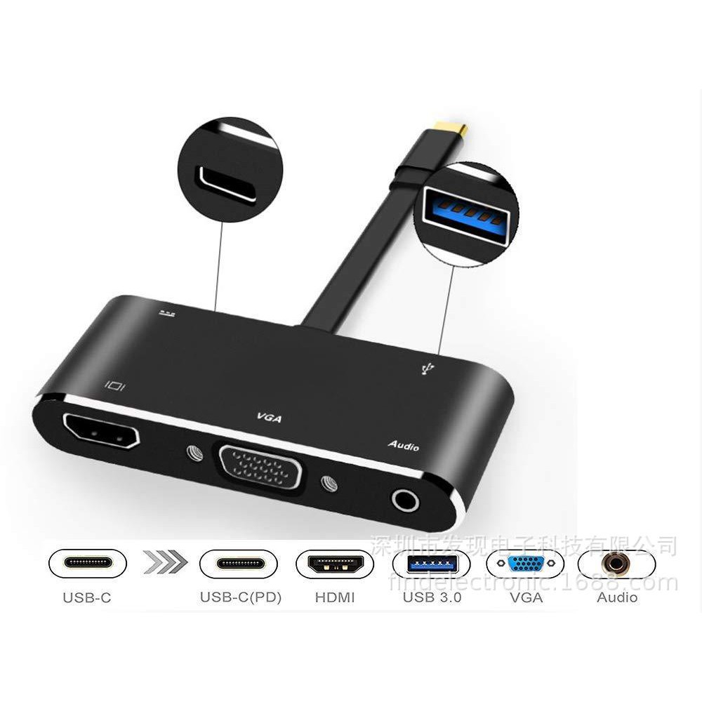 5in1 USB 3.1 Type C to HDMI+VGA Female Adapter