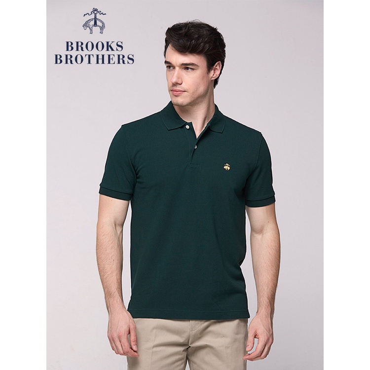 เสื้อโปโล ผ้าฝ้าย ลายโลโก้ Brooks Brothers Booker Brothers สีทอง สไตล์คลาสสิก สําหรับผู้ชาย