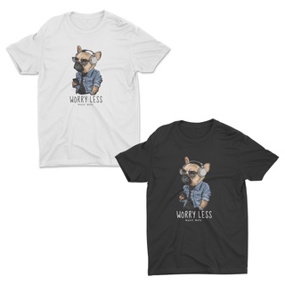 AIDEER Dog Collection เสื้อสกรีนลายหมา มีทั้งสีขาวและสีดำ WORRY LESS music moreSize S-5XL