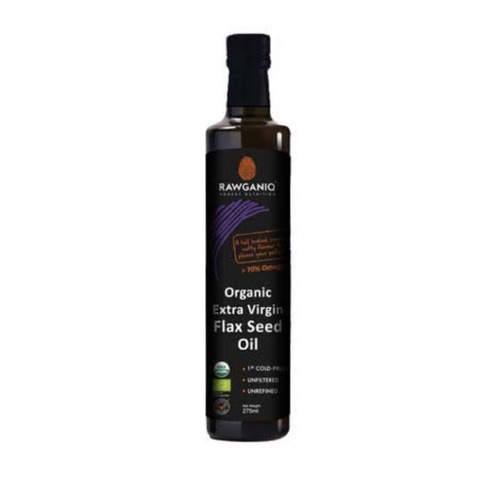 Rawganic organic extra virgin flex seed oil 275ml น้ำมันเมล็ดแฟลกซ์ซีด สกัดเย็นออร์แกนิค ไม่ผ่านกรรม