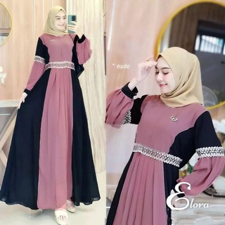 Elora Dress Material BABYDOLL FULL MIX Lace Can Gamis (ไม่รวม HIJAB) ซิปด้านหน้า / เกมล่าสุด ผู้หญิง โมเดิร์น ชุดเดรส ผู้หญิง แฟชั่น ชุดมุสลิม