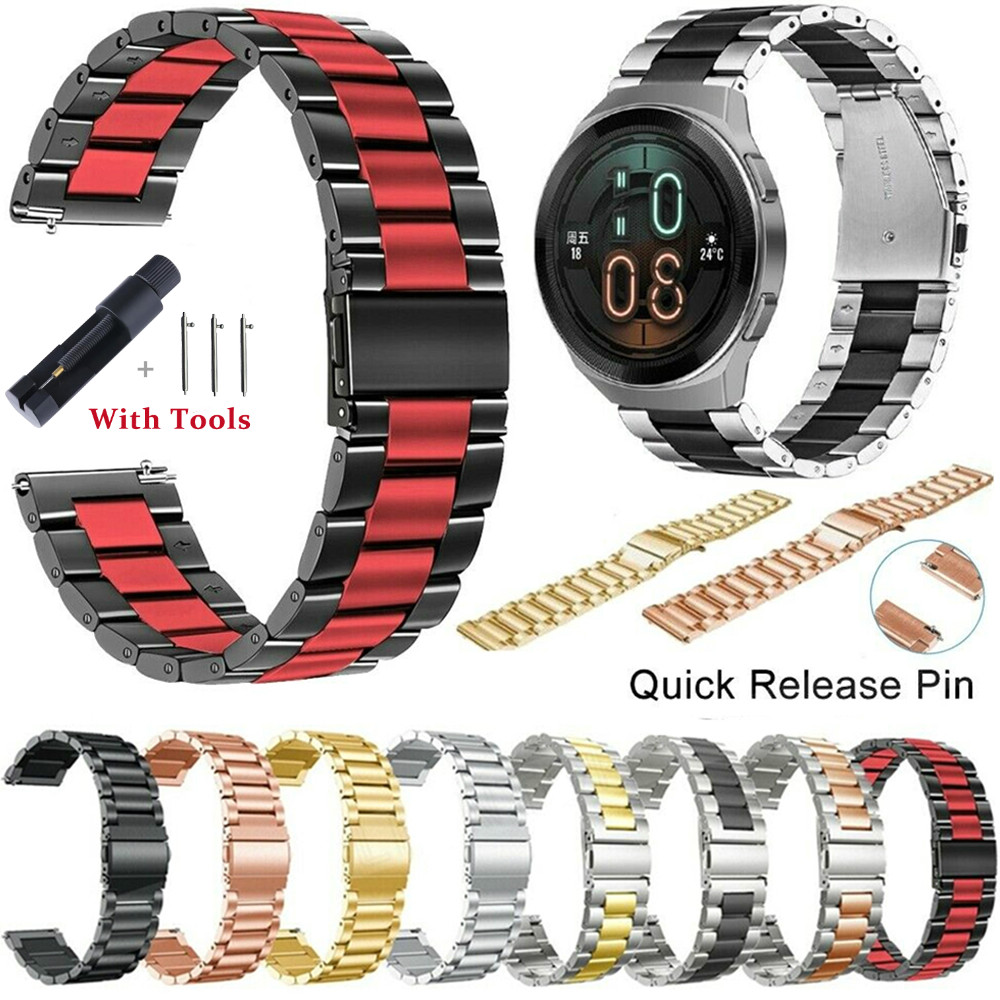 สายนาฬิกาข้อมือสแตนเลส 18 20 22 24 มม. สําหรับ Huawei Watch GT 2E/GT2 2 46 มม./GT Active Gear S2 S3 Galaxy Watch 42 มม.