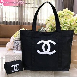 Chanel Beaute Black Sequin Shopping Bag With Pouch ของแท้ ราคาถูก