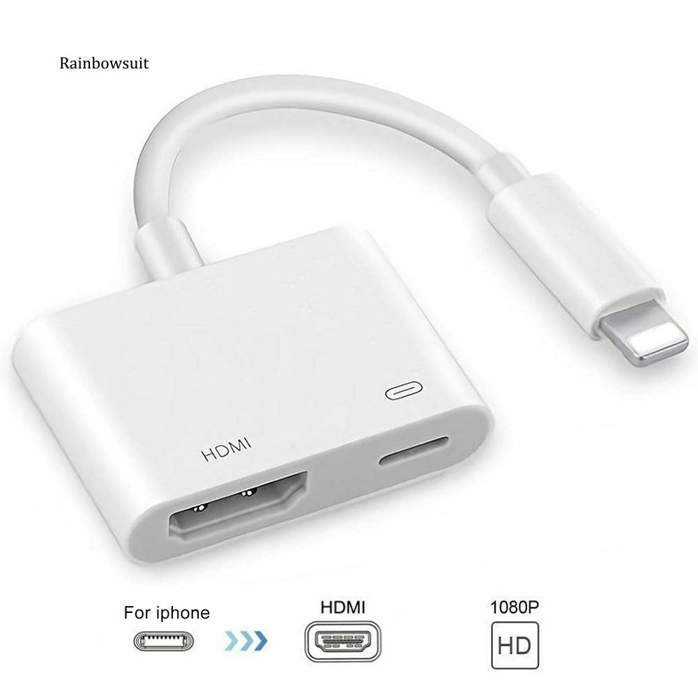 【RB】สายเคเบิลอะแดปเตอร์ทีวีดิจิทัล Hd 1080P 8Pin เป็น HDMI AV สําหรับ iPhone X 8 7 8P 7P iPad