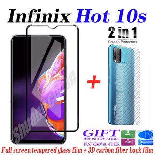 (2 In 1) ฟิล์มกระจกนิรภัยเต็มตัว พร้อมฟิล์มด้านหลัง สำหรับ Infinix Hot 10s Tecno pova 2 Infinix Note10Pro Tecno Spark 6 Go infinix Smart 5 Smart 4 zero8 Note 8 Note 7 Note 7Lite Infinix Hot 10 Hot 10Play Hot 9 Hot 9Play Infinix Hot8