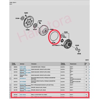 โอริง เกียร์CVT TOYOTA ALTIS ZRE142 ปี2014-2022 ของแท้ 90301-99202