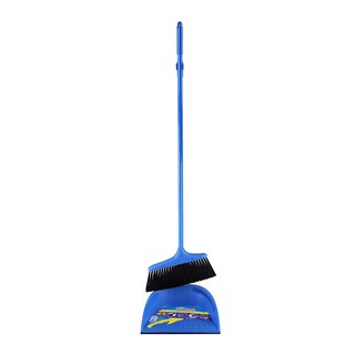 🔥ยอดนิยม!! สวอช ชุดไม้กวาดพร้อมที่โกยผงด้ามยาว Swash Long Handle Dustpan Set #Blue