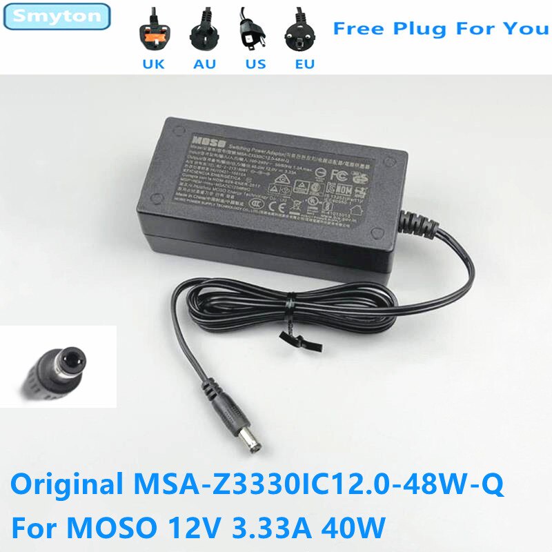 AC Adapter Charger สําหรับ MOSO 12V 3.33A 40W MSA-Z3330IC12.0-48W-Q Hikvision Hard Disk Video Record