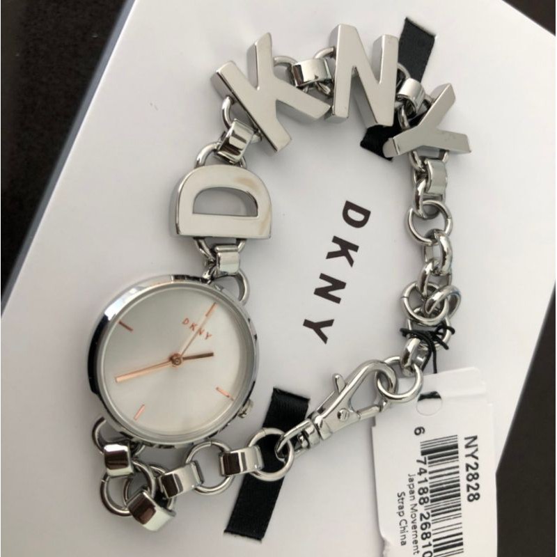 🎀 (สด-ผ่อน) ส่งฟรี นาฬิกา DKNY สายสร้อยข้อมือ สีเงิน NY2828 ขนาด 24mm  DKNY Soho Three-Hand Stainless Steel Watch