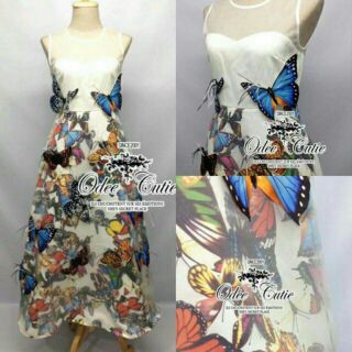 Vivid color butterfly embroidered dress♔