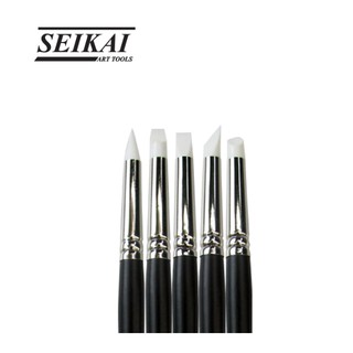 [ด้ามดำ 5 ด้าม] Seikai พู่กัน หัวซิลิโคน คัลเลอร์เชปเปอร์ ชุด 5 ด้าม