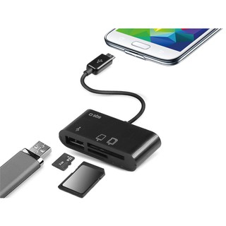 ชุดเชื่อมต่อ USB 3in1 HUB SD MMC TF Micro USB เครื่องอ่านการ์ด OTG สำหรับโทรศัพท์มือถือซัมซุง HTC OTG Cable Adaptor