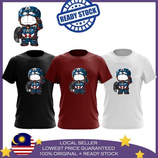 เสื้อยืด ผ้าฝ้าย 100% พิมพ์ลาย CAPTAIN AMERICA DOREMON BAJU UNISEX