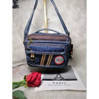 แฟชั่นกระเป๋าสะพายหูถือรุ่นผ้ายีนต์ใบใหญ่