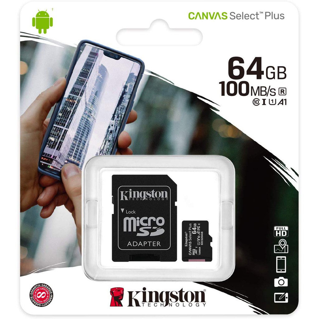 Kingston Micro SD Card Class10 64GB 100Mb/s ประกันศูนย์ไทยตลอดอายุการใช้งาน รุ่น