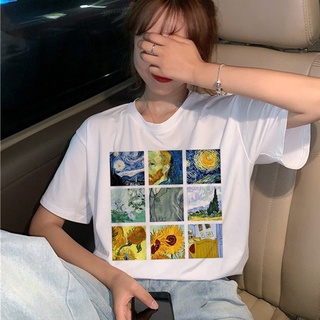 [S-5XL]Van Gogh 01 เสื้อยืดลําลองสําหรับสตรีแขนสั้นพิมพ์ลาย Cool Design Anime Oversizeเสื้อยืดแฟชั่น