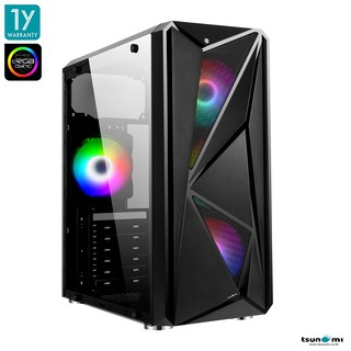 เคสคอมพิวเตอร์ Tsunami Galaxy G15 (cRGB Sync) Tempered Glass ATX Gaming Case with Ablaze(cRGB Sync) 12CM RGB Cooling Fan*4 (รับประกันสินค้า 1 ปี)